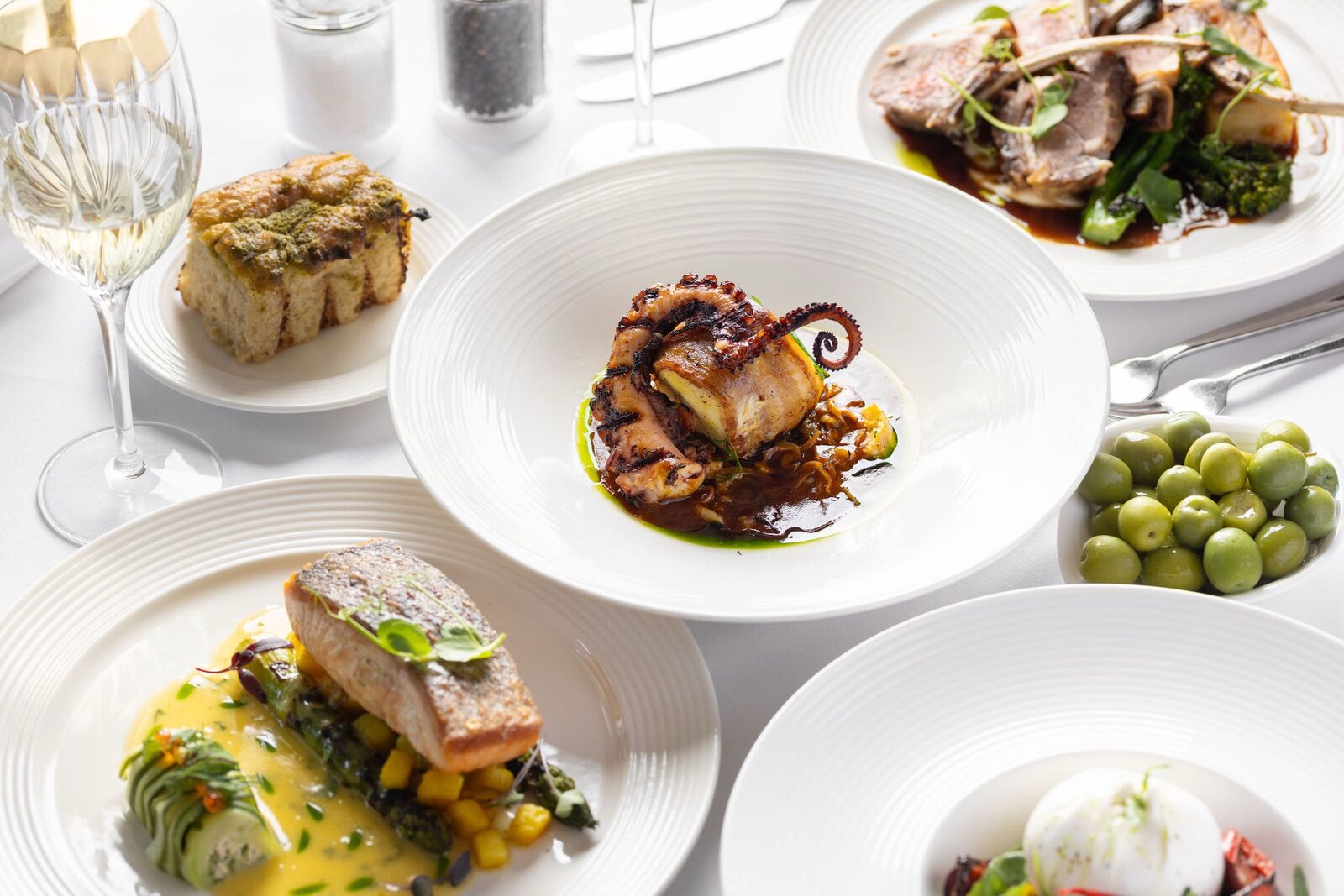 A spread, mid-service